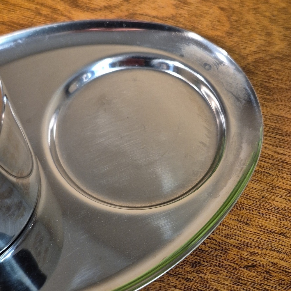 VINTAGE Shiny Chrome Cream and Sugar Set With Spoon And Tray - Picture 12 of 16